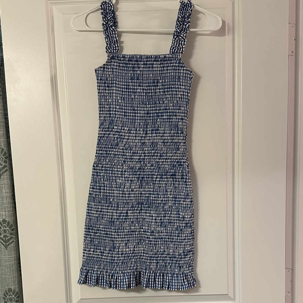 Gianni Bini Navy and White Textured Dress